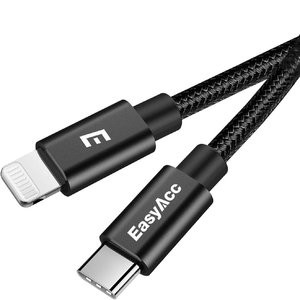 Easyacc 6ft USB-C to Lightning 快充数据线 mfi认证
