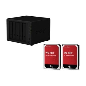 Synology DS1019+ 5盘位 NAS +  2x WD 4TB PMR红盘