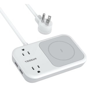 TESSAN 2x交流 2xUSB 插线板 带15W无线充电板