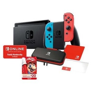 Ninrtendo Switch 超值套装, 12月会员+$20礼卡+保护膜+收纳包