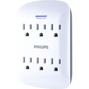 Philips 6口 900焦耳 插墙式电涌保护电源插头