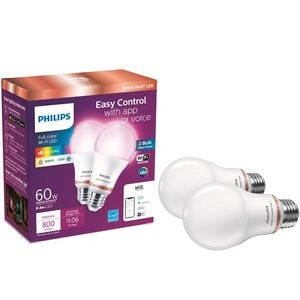 Philips 等效 60W A19 WiZ 连接彩色智能LED 灯泡