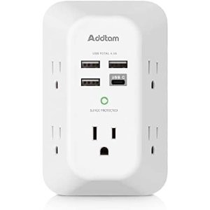 Addtam 4×USB 5×交流 电涌保护扩展插座
