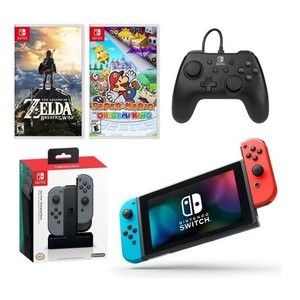 Switch 32GB 红蓝套装+塞尔达&纸片马力欧+手柄+充电站