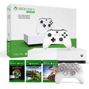 史低价：Xbox One S 无光驱版 + 限量版幻影白手柄 + 仨游戏