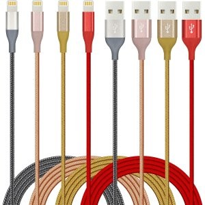 IDISON MFI认证 尼龙 Lightning to USB 彩色数据线 4ft 4根