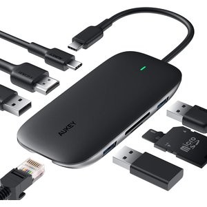 AUKEY 8合1 Type C 扩展坞 带千兆有线和100W PD 旁路