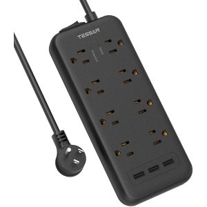 TESSAN 8x交流 3xUSB 电涌保护插座