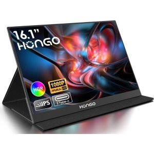 HONGO 16.1吋 1080P IPS 便携式屏幕 带双扬声器
