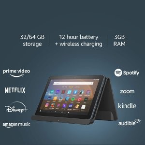 限今天：Fire HD 8 Plus, 32GB, 平板电脑 + 无线充电底座