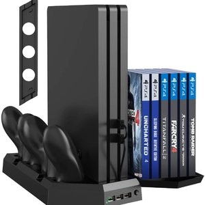 PS4 / Slim / Pro 仨散热风扇底座 带手柄充电器+游戏收纳架