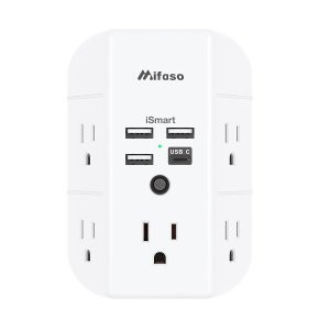 Mifaso 1800J USB 浪涌保护墙插 含双USB+USB Type-C插口