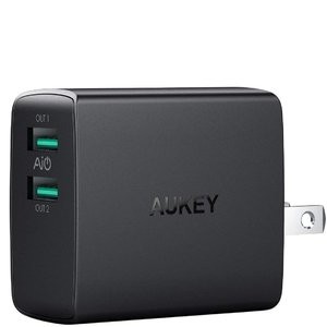 AUKEY USB-A 双插口4.8A 墙充, 插头可回折