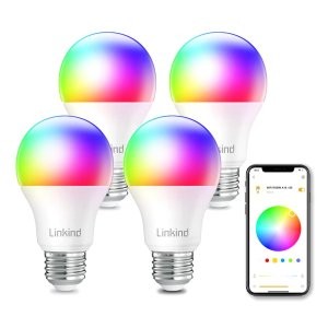 Linkind 智能彩光LED灯泡 4只装, 智能家居氛围灯低价收