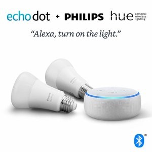 Echo Dot 3代 + Philips Hue 2只白色A19 入门套装 三色可选