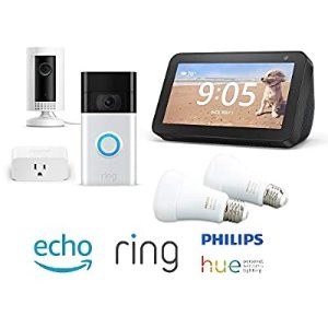 Alexa 智能家居 入门套装 (Echo Show5+Ring门铃+摄像头+2灯泡+插座)