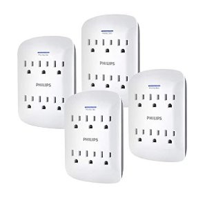 Philips 6口 900焦耳 插墙式电涌保护电源插头 4支装