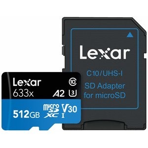 Lexar 633x C10 UHS-I U3 V30 A2 512GB microSDXC 存储卡