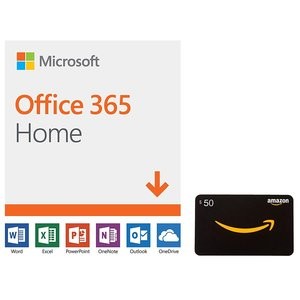 Microsoft Office 365 Home 12月/6用户 订阅 + $50礼卡