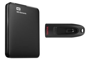 WD Elements 3TB 移动硬盘 + SanDisk 64GB U盘