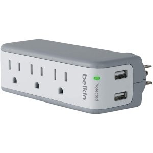 Belkin 3口+2USB 浪涌保护插座 支持360°旋转
