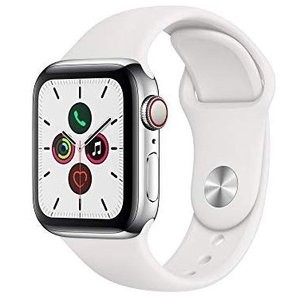 最新款 Apple 5系手表蜂窝版 金色不锈钢表盘+运动型表带