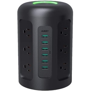 AUKEY 桶形插排 12×插口, 6×USB-A