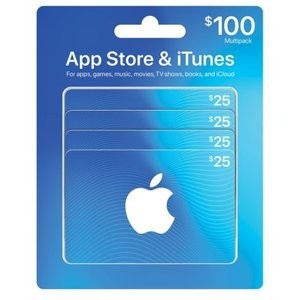 App Store & iTunes $100 (4*$25) 礼卡