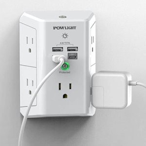 POWLIGHT 5xAC交流电+3A1C 智能电涌保护墙插/插线板