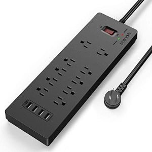QOLIXM 10×交流电 + 4×USB 电涌保护插排