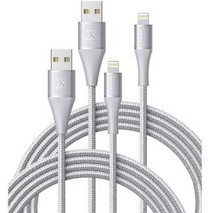Xcentz 6呎 MFi 认证 尼龙包裹 Lightning 线缆 2根装