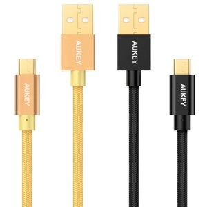 Aukey 尼龙微型USB接口数据线 两根装