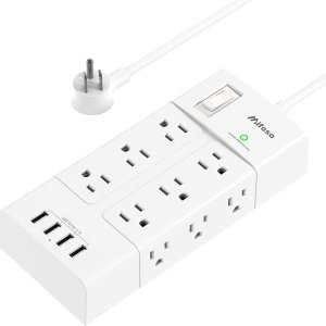 Mifaso 12 孔插线板 + 4 USB 充电器 + 5 ft 延长线