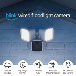 Blink 有线版 泛光灯 安防摄像头, 2600流明+动态感应+内置警报