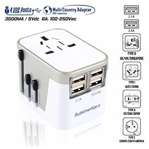 SublimeWare 电源插头适配器 国际旅行 带 USB 端口
