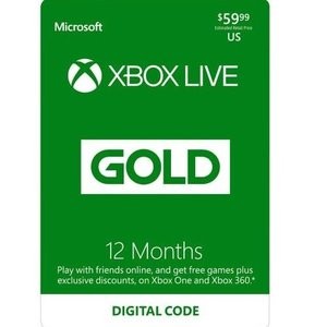 Xbox Live 12个月金会员 数字下载版