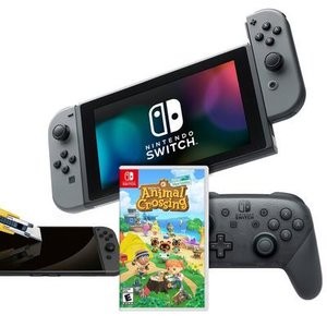 Nintendo Switch 灰色手柄套装 + 动 森 + 防划膜 + Pro 手柄