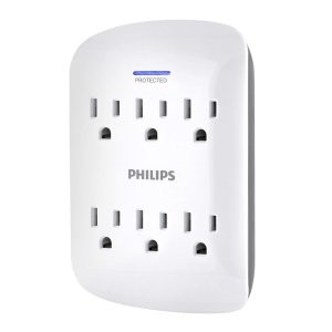 Philips 6口 900焦耳 插墙式电涌保护电源插头