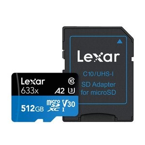 Lexar 633x 512GB U3 A2 V30 MicroSDXC 存储卡