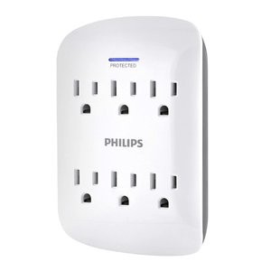 Philips 6口 900焦耳 插墙式电涌保护电源插头