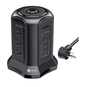 iClever 桶形插排 9×插口, 3×USB-A + 1×USB-C