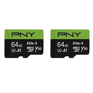 PNY 64GB Elite-X Class 10 U3 V30 microSDXC 闪存卡 2只装
