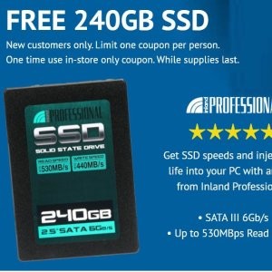 Micro Center 新用户福利, 240GB SSD 固态硬盘