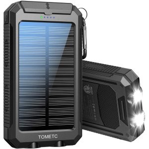 TOMETC 33800mAh 太阳能移动电源, 自带LED闪光灯