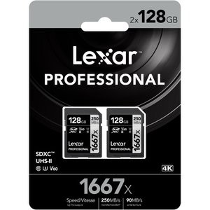 Lexar 128GB Professional 1667x UHS-II SDXC (2个)