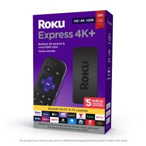 Roku Express 4K+ 2021款 电视盒子 支持4K HDR 自带声控遥控器