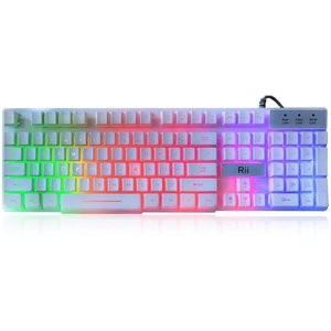 Rii RK100 多色LED背光多媒体游戏键盘 仿机械手感