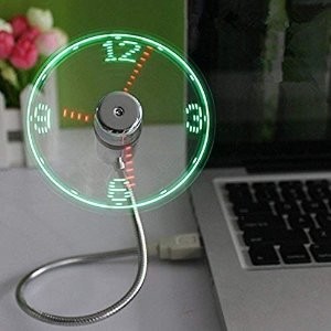 ONXE USB 小风扇带时钟显示