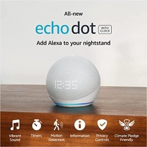 史低价：Echo Dot 第5代智能音箱 优惠大促,  封面款时钟版$29.99