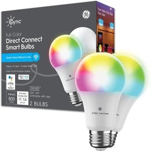 GE Cync A19 智能彩色LED灯泡 2个装